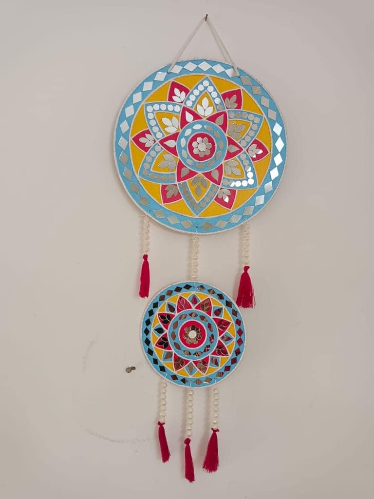 Rema Fabtex Art - Handmade Wooden Lippan Wall Art (10 inch X 10 inch, Blue)