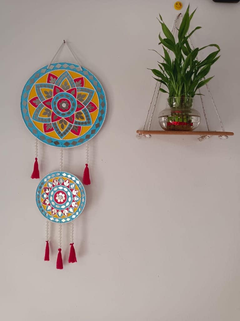 Rema Fabtex Art - Handmade Wooden Lippan Wall Art (10 inch X 10 inch, Blue) view 2