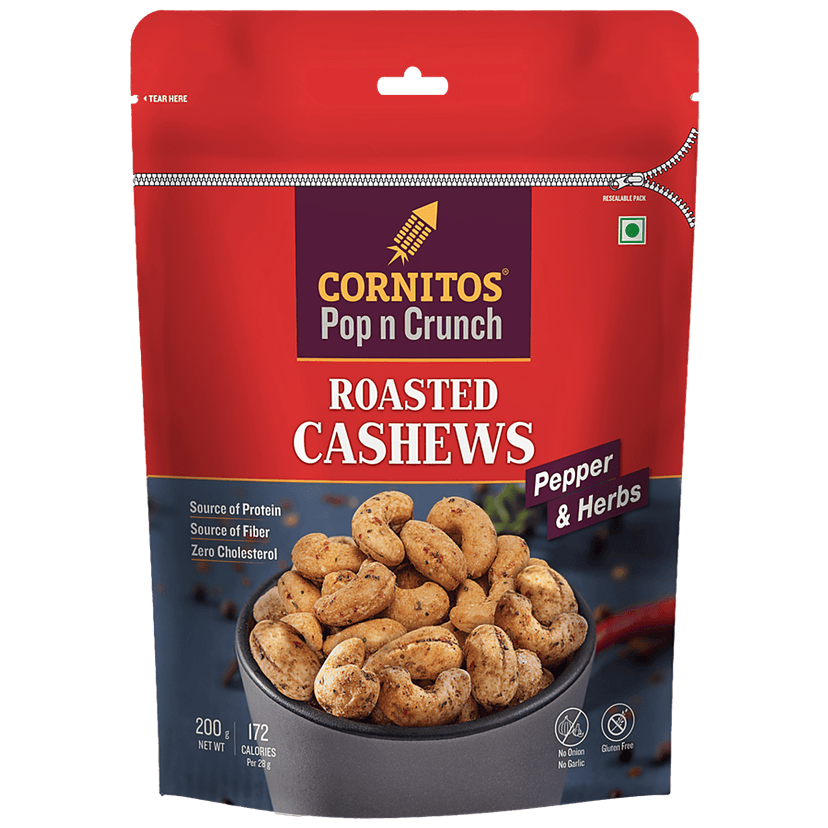 Cornitos Pepper & Herbs Roasted Cashews, 200 G