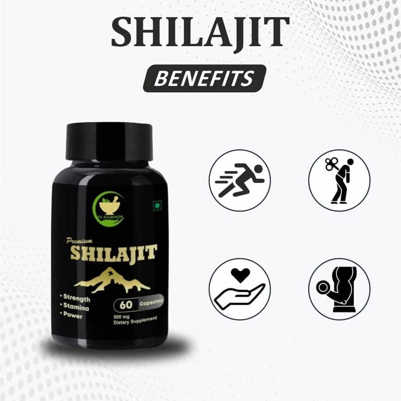 FIJ AYURVEDA Premium Shilajit/Shilajeet Extract Capsule - 500mg 60 Capsules (Pack of 1) view 2