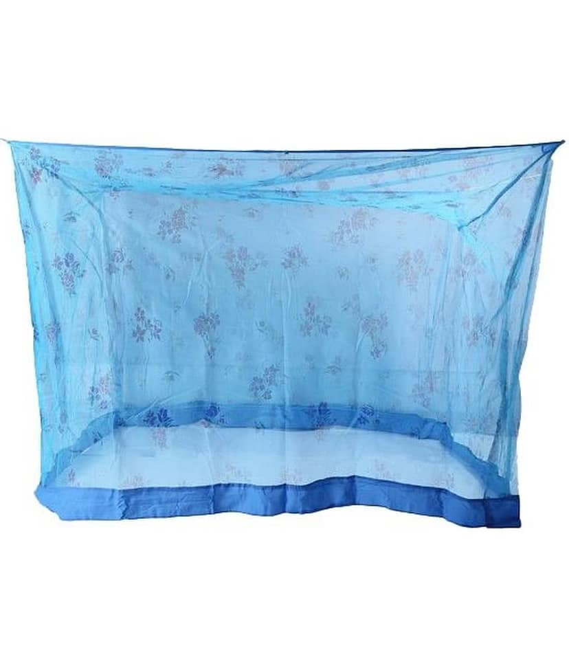 Riddhi Mosquito Net, Machardani Blue Polyester Mosquito Net, Machardani with Border