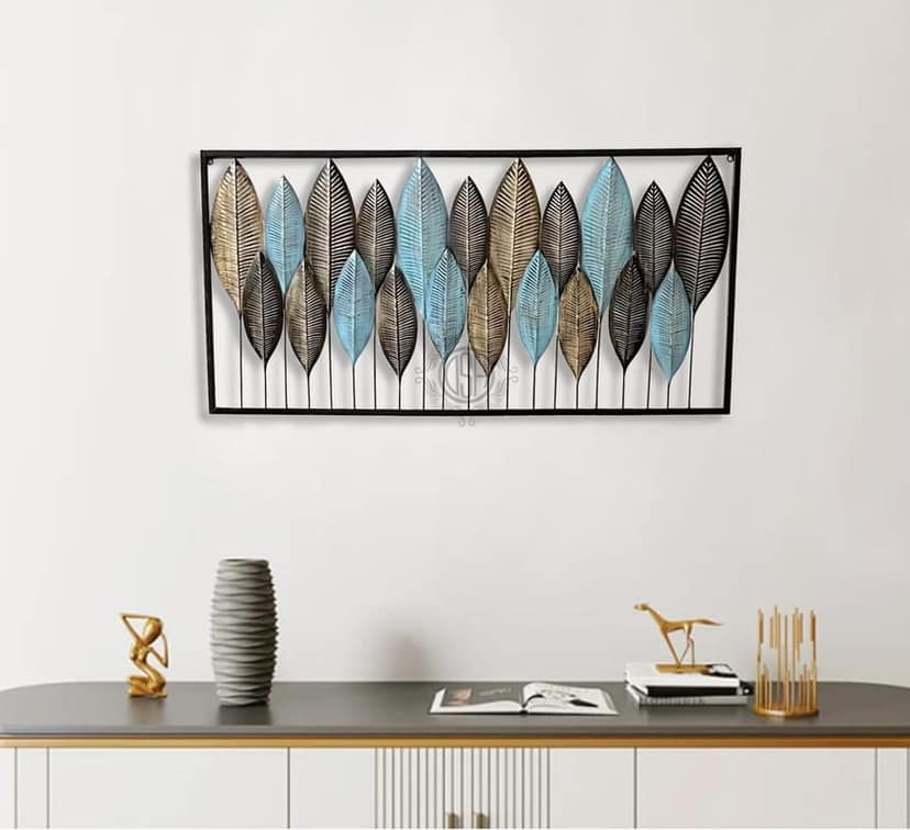 Metal Wall Deco Multi Color (40x19 Inch) Wall Hanging Wall Arts For Indoor Home Office Decoration.(WART-26-STANDINGleaf)