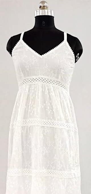 NV91533/E001-NV91533/E004 -Pure Comfort: Ankle-Length Pure Cotton White Dress