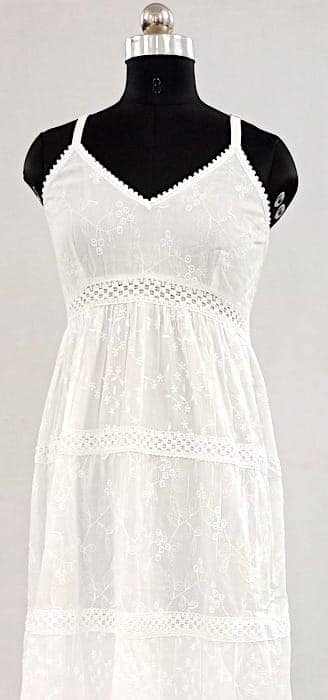 NV91533/E001-NV91533/E004 -Pure Comfort: Ankle-Length Pure Cotton White Dress