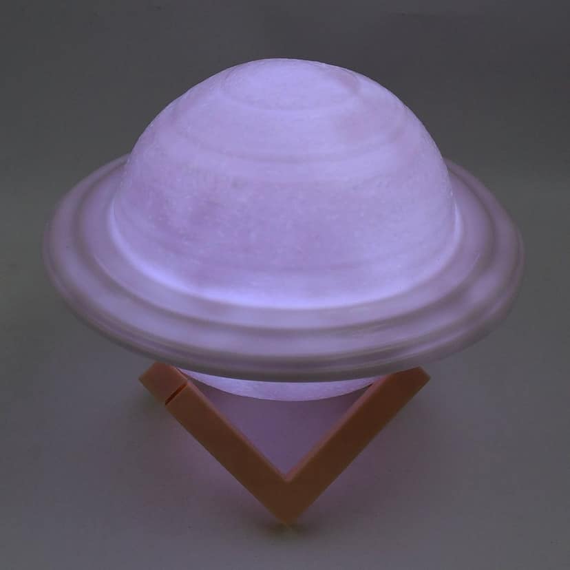 3D Saturn Lamp – Multicolor LED Night Light with Base view 2