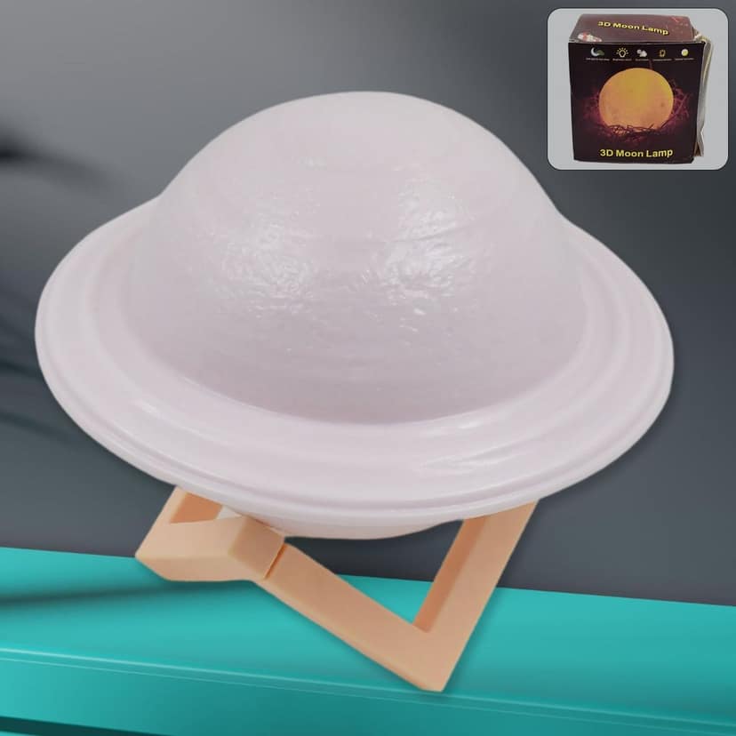 3D Saturn Lamp – Multicolor LED Night Light with Base view 3