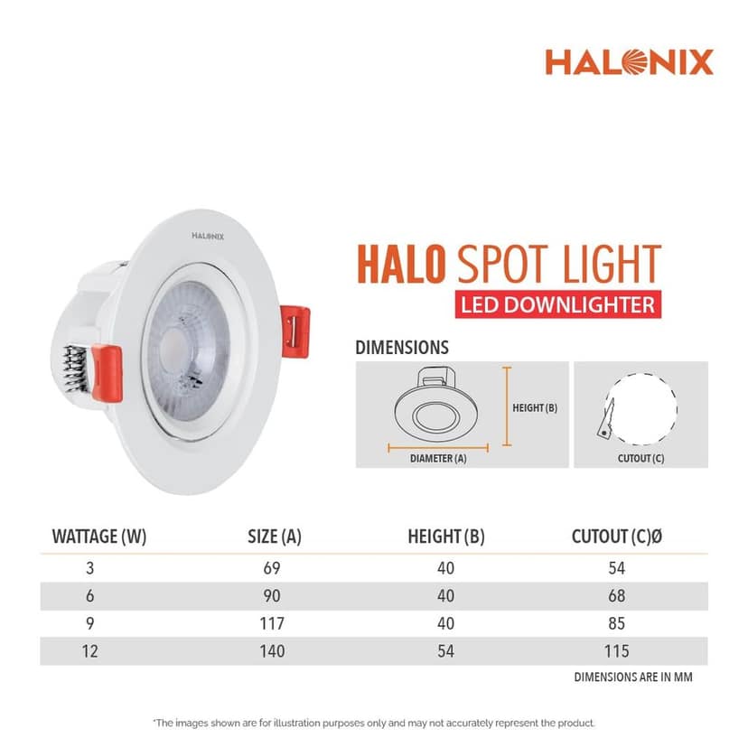 12W Neutral White Adjustable Halo led Spot Light | Compact Design with 120° Beam Angle | Recessed Down Light for False Ceiling | Cutout - 4.5 inch | Pack of 1 view 3