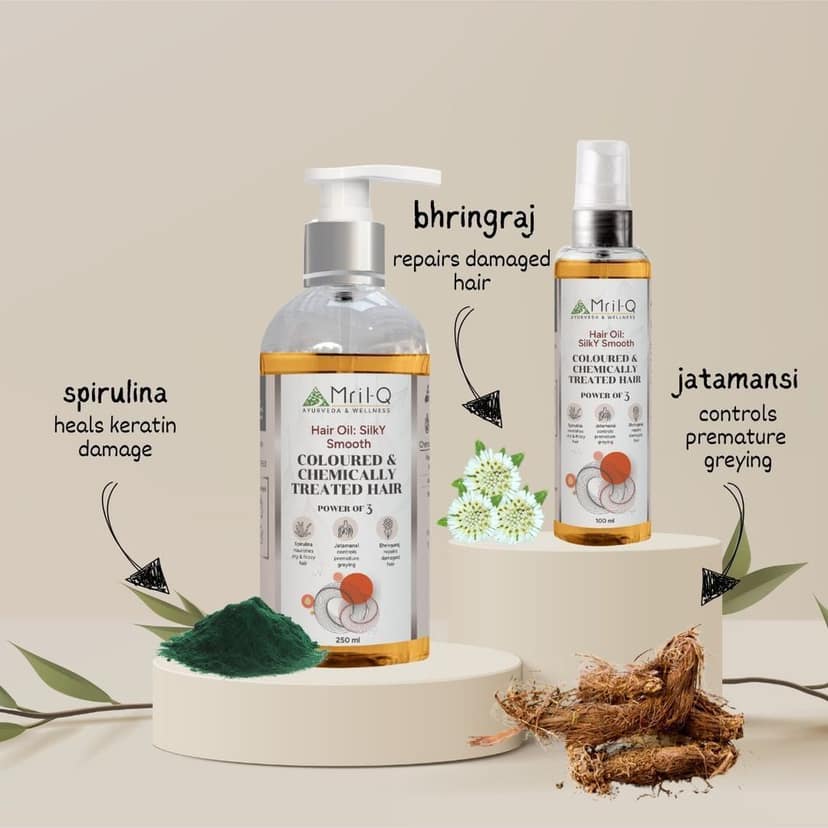 MrilQ Silky Smooth | Hair Oil | Nourishes & Strengthens Hair | Dry frizzy damaged & chemically treated hair view 4