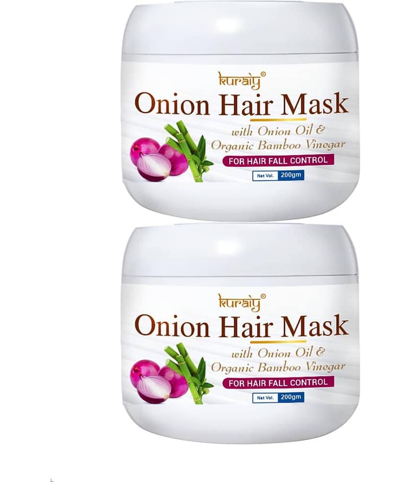 KURAIY Onion Hair Mask With Onion Oil & Organic Bamboo For Hair Fall Control 200g Pack Of 2