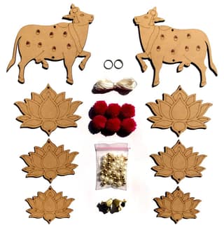 The Brown Box� Pichwai Painting MDF Cutouts,Pichwai Cow Cutouts,Art and Craft kit for Adults,Lotus Cutouts,Hobby kit,Wall Hanging Decor.