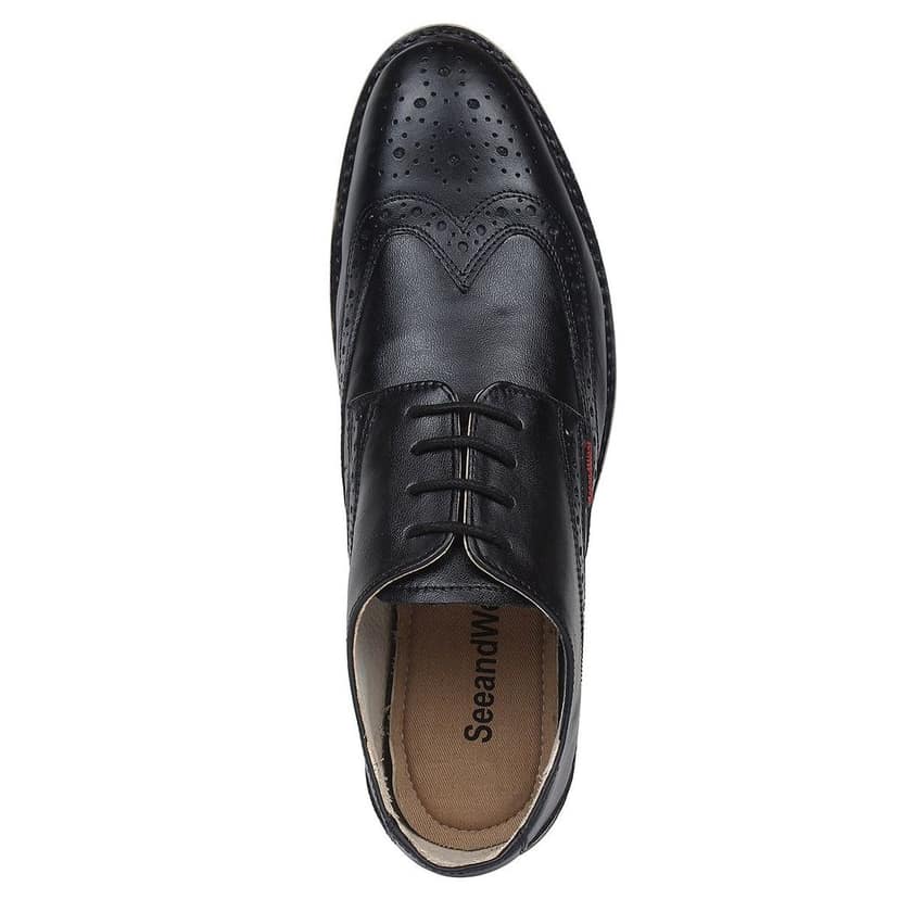 SeeandWear Black Brogue Formal Shoes for Men. Branded Genuine Leather Pointed Lace up Shoe view 3