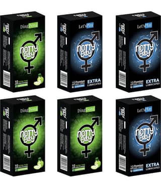 NottyBoy Extra Lubricated and Fruit Flavour, Ultra Thin Combo Pack Condoms - 60 Units