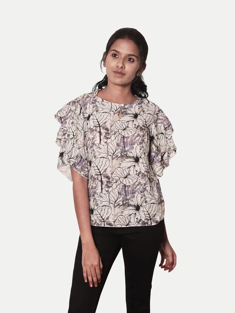 Women Lilac Printed Tops view 2