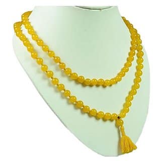 Designer Yellow Sapphire Stone Beads Single Line Mala for Women & Menby Ceylonmine