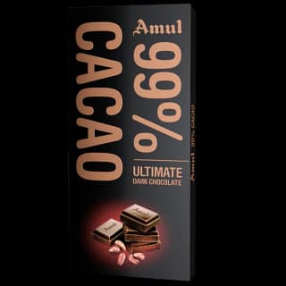 Amul 99% Cacao - Ultimate Dark Chocolate, 125 G
