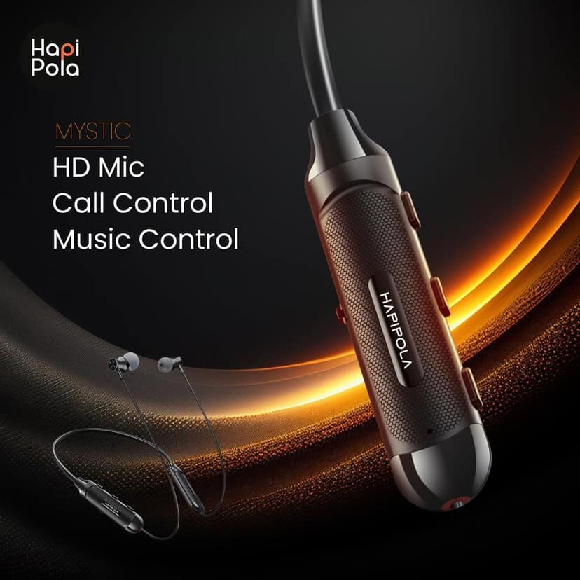 HAPIPOLA Wireless Earphone Mystic | Bluetooth | 18 HRS Playback | 250 HRS Stand-by in Line Mic | Volume Control | BT 5.0 Micro USB Charging | Dual Pairing view 3