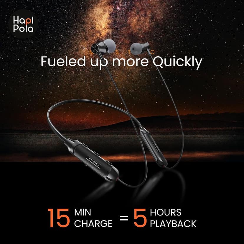 HAPIPOLA Wireless Earphone Mystic | Bluetooth | 18 HRS Playback | 250 HRS Stand-by in Line Mic | Volume Control | BT 5.0 Micro USB Charging | Dual Pairing view 4
