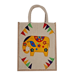 Stylish Eco-Friendly Jute Applique Handwork Bag for Office, College, and Travel - Durable & Waterproof