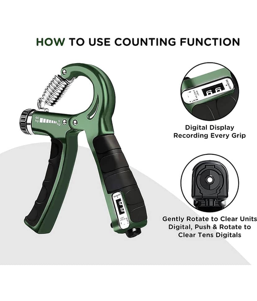 Adjustable Hand Grip Strengthener, Hand Gripper With Counter for Men & Women for Gym Workout Hand Exercise Equipment to Use in Home for Forearm Exercise, Finger Exercise Power Gripper - 60kg view 2