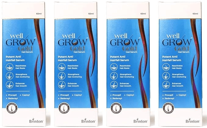 Brinton WellGrow gold hair serum (60 ml) x Pack of 4 (240 ml)