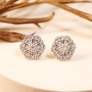 Zarkan Silver Hexa Look Earrings