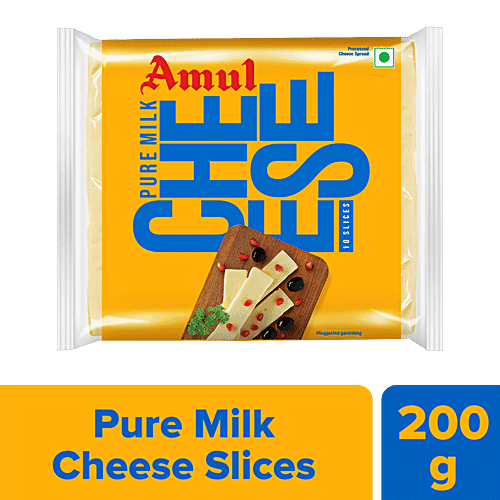 Amul Cheese Slices - Rich In Protein, Wholesome, No Added Sugar, 200 g (10 Slices)