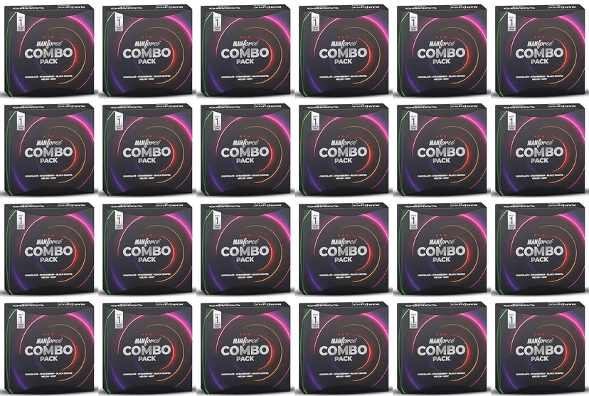 Manforce Combo Pack Flavoured Condoms for Men 20 Count Chocolate Strawberry Black Grapes Melon Mint Extra Dotted Lubricated Latex Condoms x Pack of 24 view 2