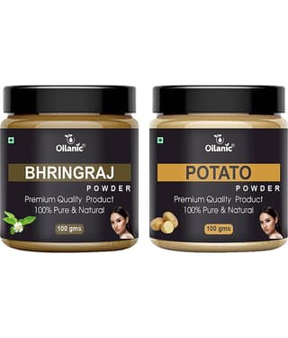 Oilanic 100% Pure Bhringraj Powder & Potato Powder For Skincare Hair Mask 200 g Pack of 2