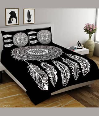 CLOTHORO Cotton 1 Double King Bedsheet with 2 Pillow Covers ( Black )