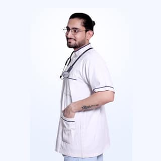 Dentist Apron | White Apron | Half Sleeves Apron | Lab Coat Apron | Unisex | Comfortable | Professionals use | Sizes(S-XXL)