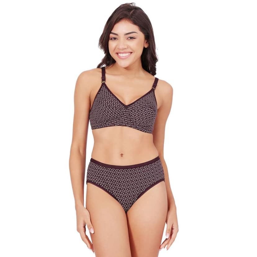 Bodycare Women's Assorted Prints Combed Cotton Bra & Panty Set 6450D