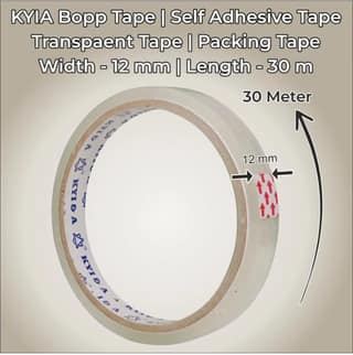 KYIA BOPP Self Adhesive Transparent Packing Tape 12mm x 30m Combo of 8