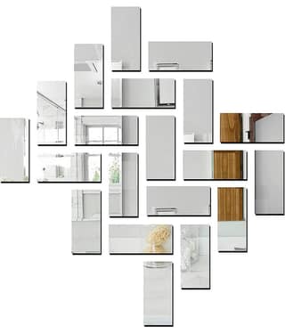 Asmi Collection Beautiful 20 Acrylic Silver Mirror Decorative Wall Sticker ( 7 x 15 cms )