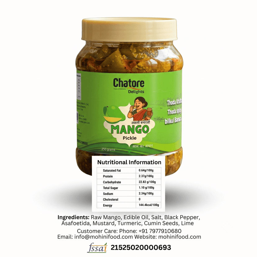 Banarasi Aam Achar (250g) | Authentic Homemade Mango Pickle | Traditional Banaras Recipe | No Added Chemicals | Tangy & Tasty Indian Pickle