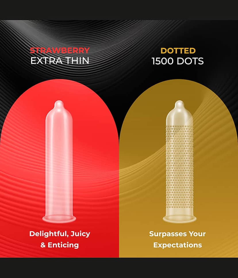 NottyBoy Strawberry Flavoured and Super Dotted With 1500 Dots Condoms - Set of 2, 13 Pieces view 2