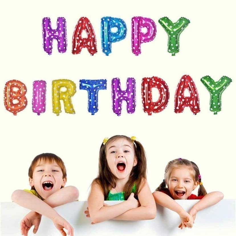 Clastik Happy Birthday Letter Foil Balloon Set (Multi Color) 13 Letters, Approx 16 inch view 2