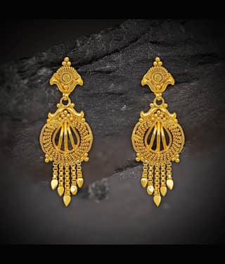 LUV FASHION Golden Drop Earrings ( Pack of 1 )