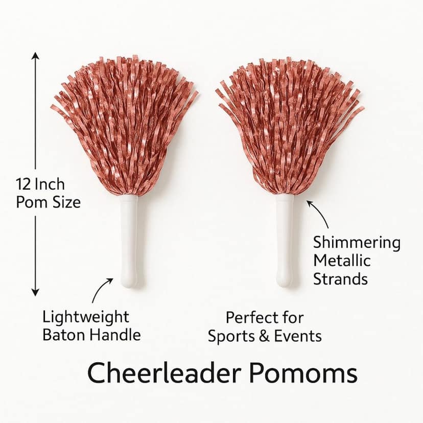 Cheerlead Pom Poms Rose Gold - 1PC view 3