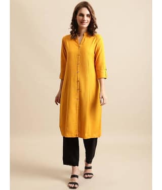Pistaa - Yellow Cotton Women's Front Slit Kurti ( Pack of 1 )