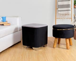 ShadowKart Ottoman Pouffes Sitting Stool for Living Room Furniture Wooden Footstools Puff Mudda Footrest Pouff for Office Home Decor, Combo