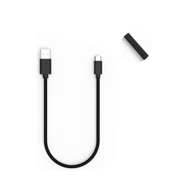 Twance T23B Braided - Type C to USB Charging & data transfer Cable, 0.25 M, Black view 2