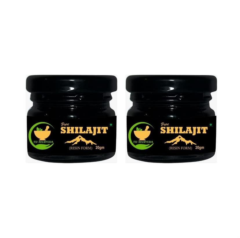 FIJ AYURVEDA Pure Ayurvedic Shilajit/Shilajit Resin (Semi Liquid) Supports Vigor & Vitality - 40Gm (Pack of 2)