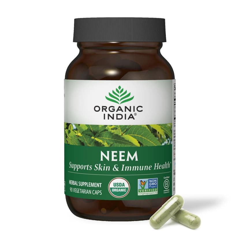 A TATA Product - Organic India Neem Blood Purifier - 60 Veg Capsules, Natural Blood Purifier, Plant-Based Anti-Bacterial, Anti-Viral, With Immunity Boosting Properties, GMP & NPOP Certified Organic