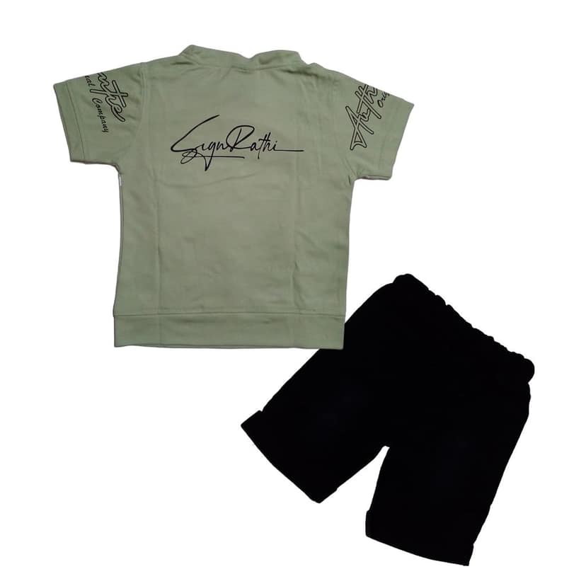 Baby Boy Dress Cotton Half Sleeve Round Neck T-Shirt & Short Jeans view 2