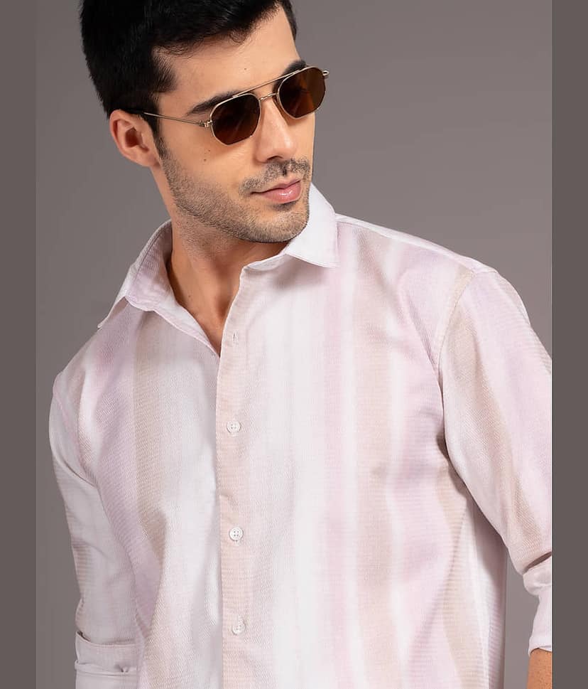Paul Street Linen Slim Fit Striped Full Sleeves Men's Casual Shirt - Beige ( Pack of 1 ) view 2