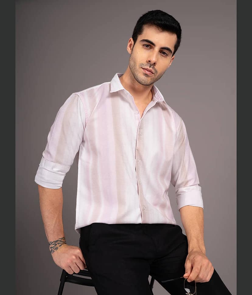 Paul Street Linen Slim Fit Striped Full Sleeves Men's Casual Shirt - Beige ( Pack of 1 ) view 6