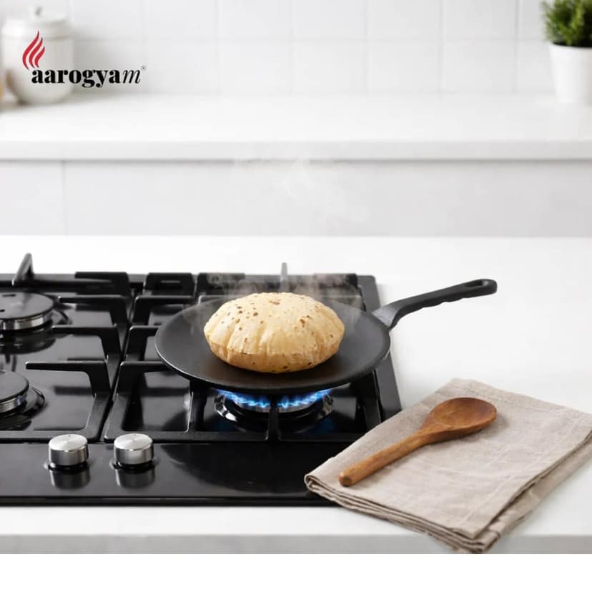 Aarogyam 10" Pre-seasoned Cast Iron Roti Tawa, Naturally Nonstick view 2