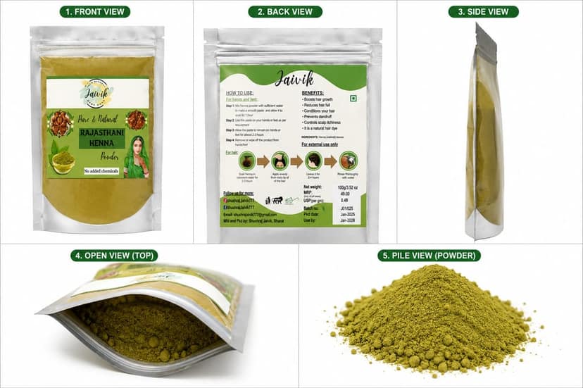 Shushraj Jaivik Rajasthani Heena Powder Combo Pack – 400g | 80g * 5 Pack view 6