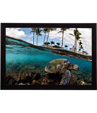 eCraftIndia Green & Blue Sea Side UV Wall Art