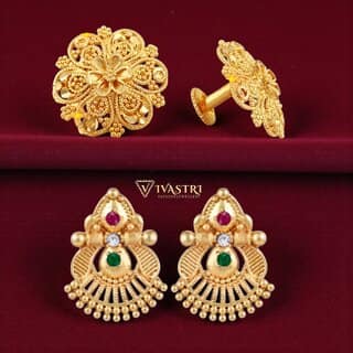 Vivastri Premium Gold Plated Alloy Stud Earrings Combo for Women & Girls Pack of 2